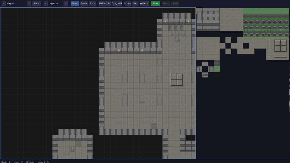 The Verge map editor with tile palette and toolbar